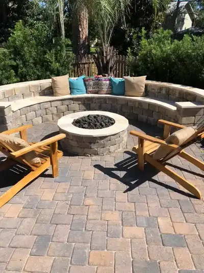 Outdoor firepit installed by Gasworks team